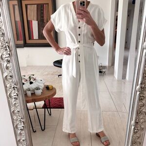 Mango White Jumpsuit Rayon Size Small